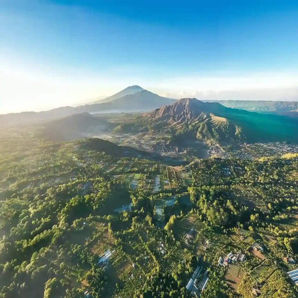 Aerial view of the Mount Batur caldera and lake, Bali