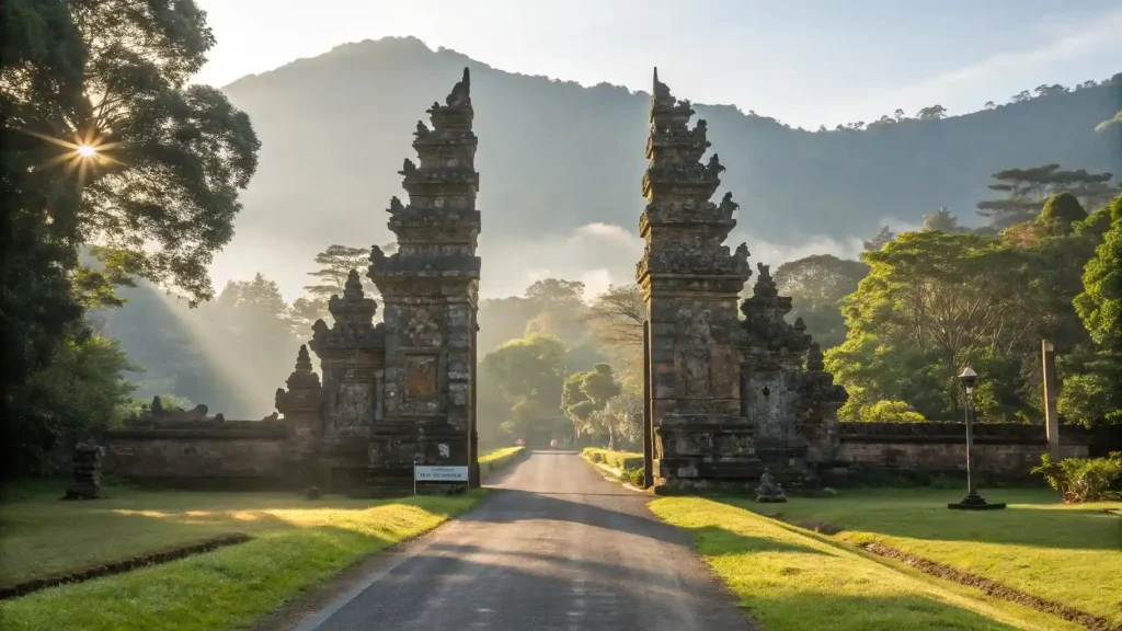 Handara Gate astride the mountain road in Bedugul, Bali